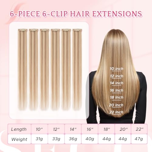 SEGO Pro 10 Inch Clip-In Hair Extensions - 12P613 Golden Brown & Bleach Blonde Highlights