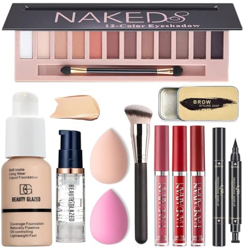BAISEN DIARY All-in-One Makeup Kit SetA with Eyeshadow, Foundation, Brushes & More