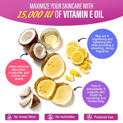 GuruNanda Vitamin E Oil 4 fl oz – Pure & Natural Skin, Hair & Nail Oil (Pack of 1)