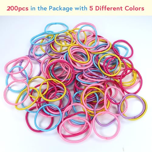MaryLavender 200-Pack Small Seamless Hair Ties for Girls Women - Color 3
