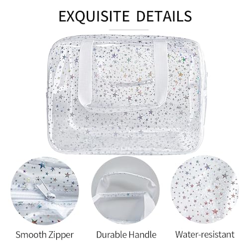 Transparent PVC Holographic Star Makeup Bag - Durable Travel Pouch