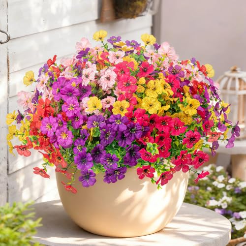 16 Bundles of UV Resistant Artificial Flowers in Mixed Colors