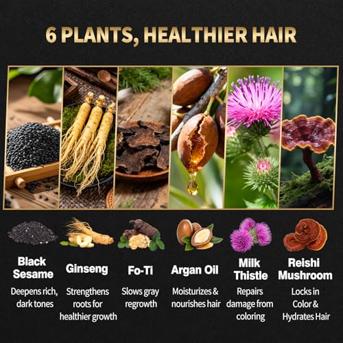 Dark Brown Hair Dye Shampoo 3-in-1 for Gray Coverage - 15 Min