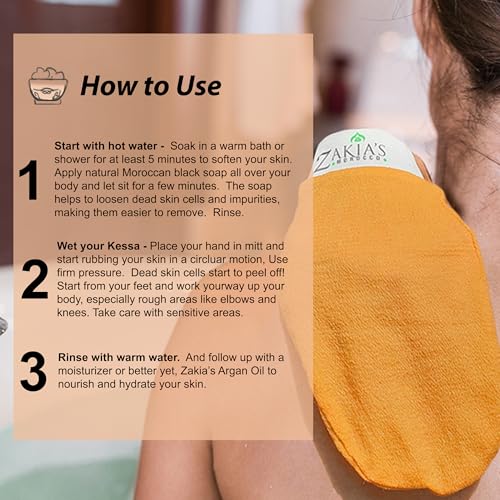Zakia's Morocco Blue Kessa Exfoliating Mitts 2 Pack - Natural Body Scrubber
