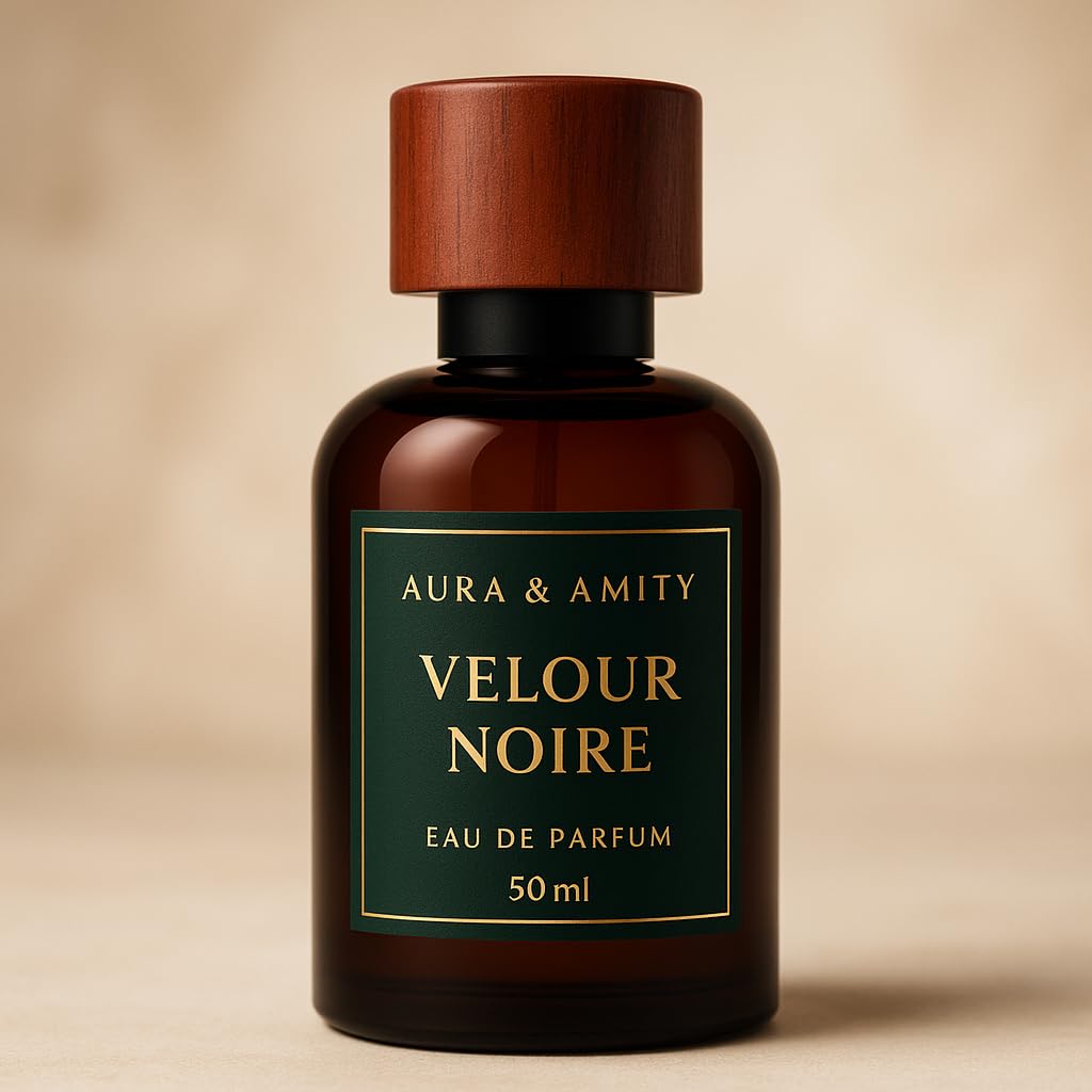 Aura & Amity Velour Noire Eau de Parfum for Women - Elegant Woody Floral Amber Scent | 50 ml Handcrafted Fragrance