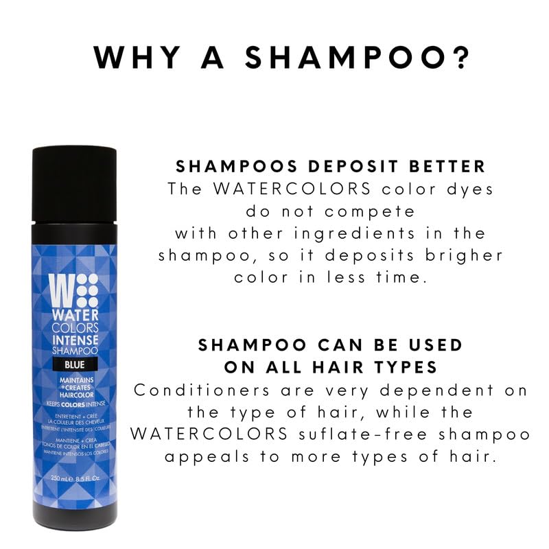 Intense Color Depositing Shampoo - Semi-Permanent Hair Color | 8.5 oz - Blue