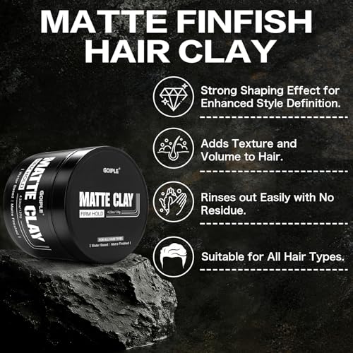 Goiple 2CPS Men's Hair Styling Clay, Firm Hold, Matte Finish, Clay