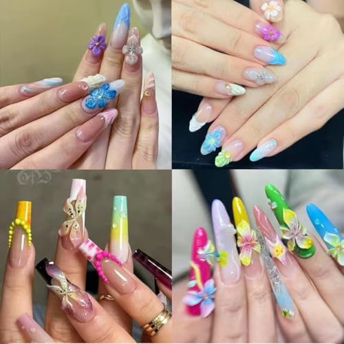 Pizadix 2 Pcs Flower Silicone Nail Art Molds - Romantic Resin & Gel Nail Designs (Flower-1)