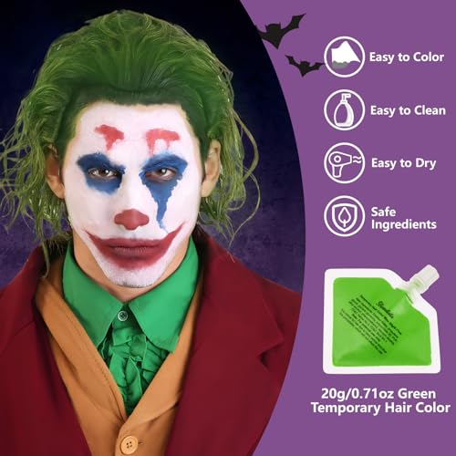 Joker Clown Makeup Kit with Face Paint & Blue Brushes - Halloween Cosplay
