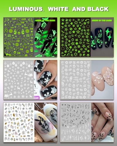 Winthrop 36 Sheets Holiday Nail Art Stickers Set - 3D Self-Adhesive Designs for All Seasons