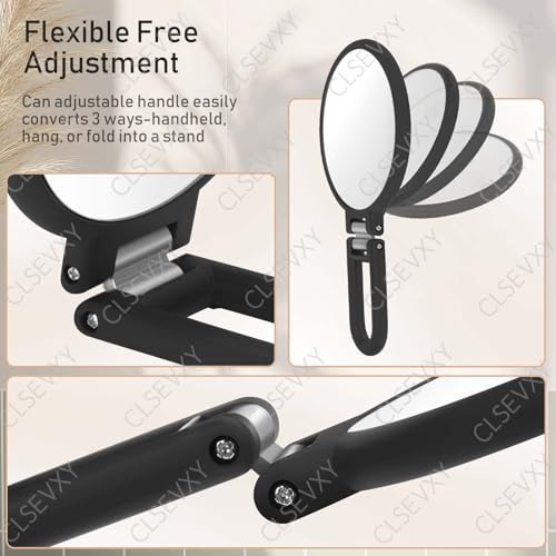 CLSEVXY Magnifying Handheld Mirror Double Sided, 1X 15X Magnification Hand Mirrors, Travel Folding Hand Held Mirror, 360¡ÆRotation Pedestal Makeup Vanity Mirror