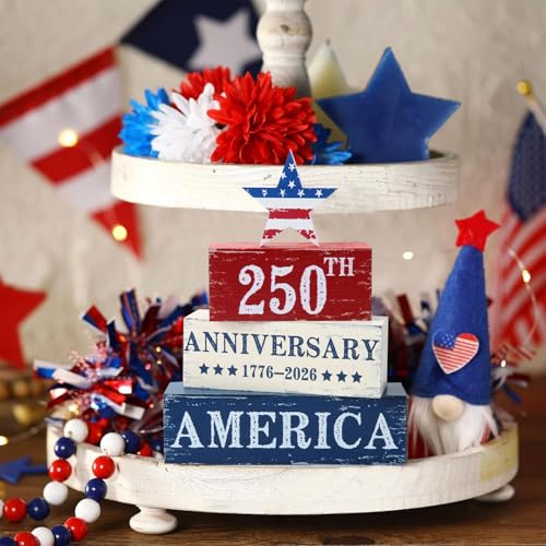 250 Years Anniversary Wooden Tabletop Decor - 4 Pcs Stars Set