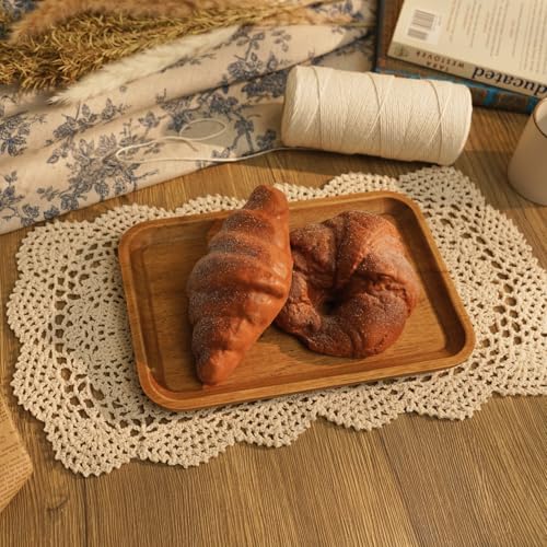 Handmade Crochet Cotton Doilies - Rectangular Table Placemats (Set of 2, 10 x 17 inch, Beige)