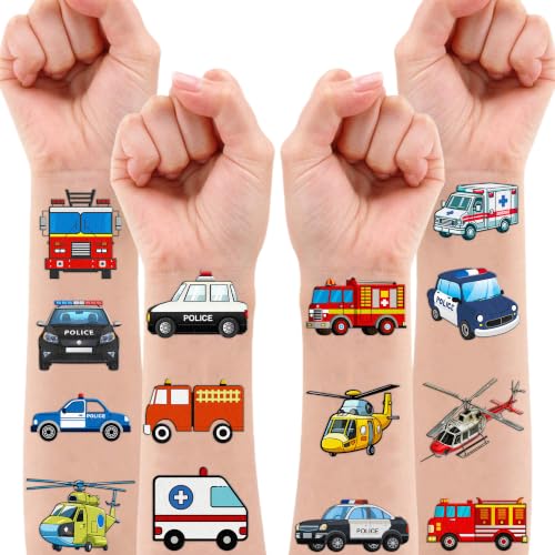 60 PCS Emergency Transportation Temporary Tattoos for Kids