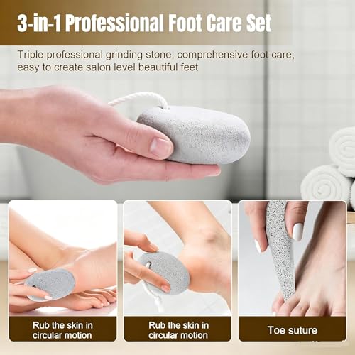 3PCS Pumice Stone Pedicure Tools Set for Exfoliating Hands & Feet