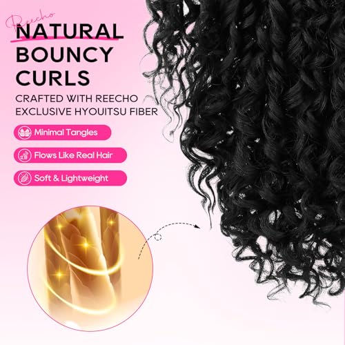 REECHO 14 Inch Curly Claw Clip Ponytail Extension - Natural Black