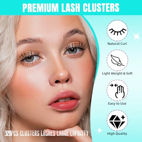 AMZGIRL Fluffy Lash Clusters A-3040D, D Curl Individual Eyelash Extensions