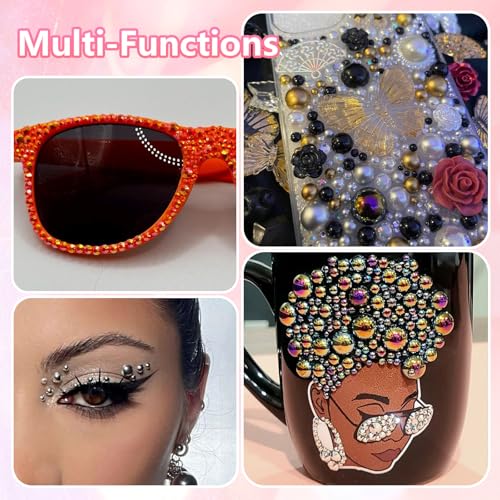 Cynailli S2 Pearls & Resin Rhinestones Crafting Kit 28 Grids for Nails & Face Makeup