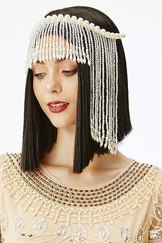 BABEYOND Pearl Tassel Headband - White Vintage Bridal Hair Accessory