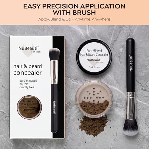 NuBeauti Beard & Hair Root Touch Up Powder - Dark Brown with Brush