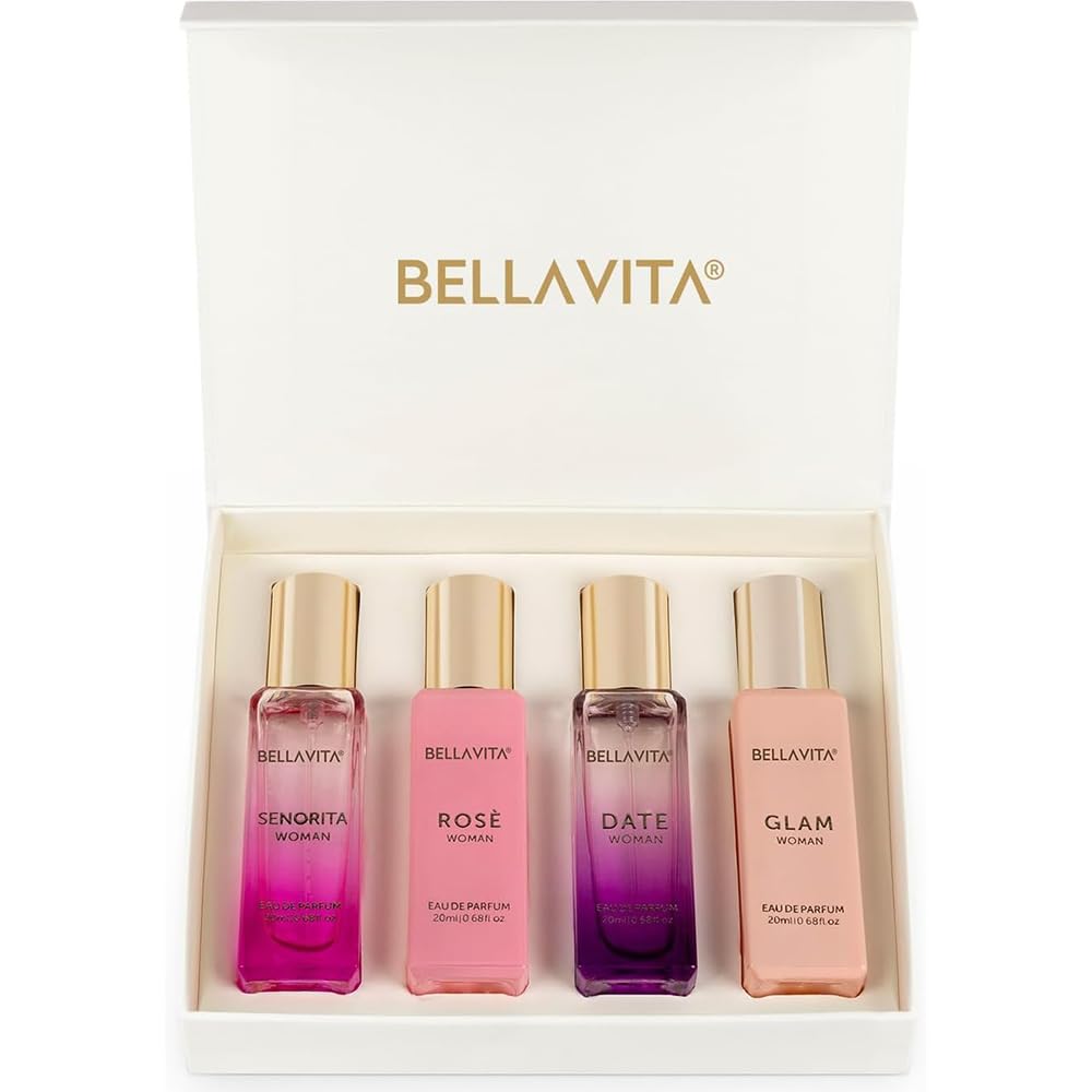 Luxury Women's Perfume Gift Set - Bellavita Rose, Senorita & Date | 80ml | Long-Lasting Floral Fragrance