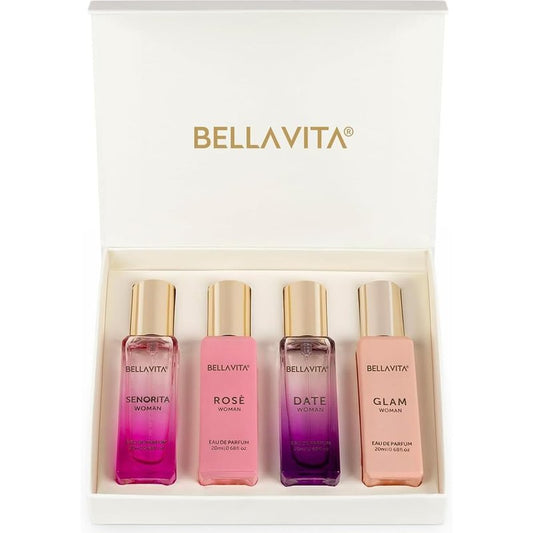 Luxury Women's Perfume Gift Set - Bellavita Rose, Senorita & Date | 80ml | Long-Lasting Floral Fragrance