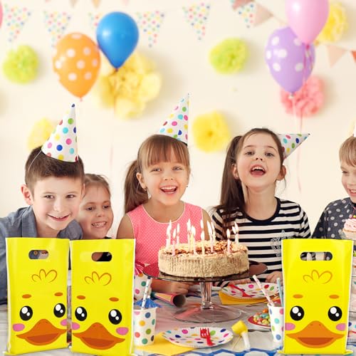50 Pack Yellow Duck Party Favor Bags - Cute Cartoon Treat Bags
