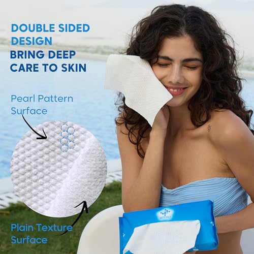 WITHU Biodegradable Disposable Face Towels - Ultra Soft Makeup Remover Wipes, 60 Ct