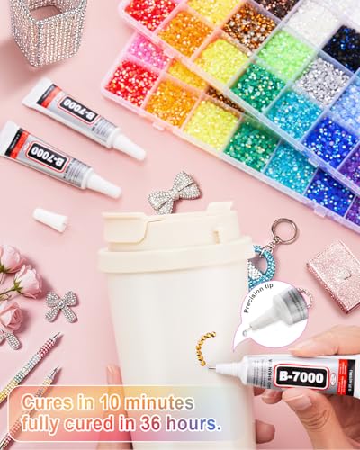 KakiStitch Blue 30000Pcs Jelly Rhinestones Bedazzling Kit with Glue & Tools