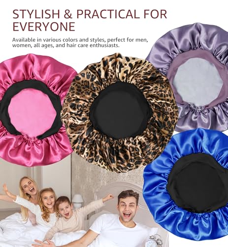 HiRui Double-Layer Silk Satin Sleep Bonnet for Women Large Blush Pink