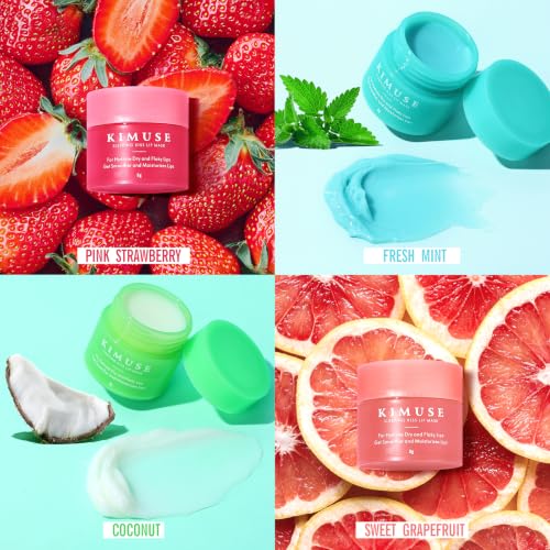 KIMUSE Overnight Lip Mask 4-Pack, Shea Butter Hydrating Lip Treatment