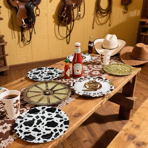 60 Pcs Western Cowboy Party Plates - Wild West Theme Disposable Dinnerware
