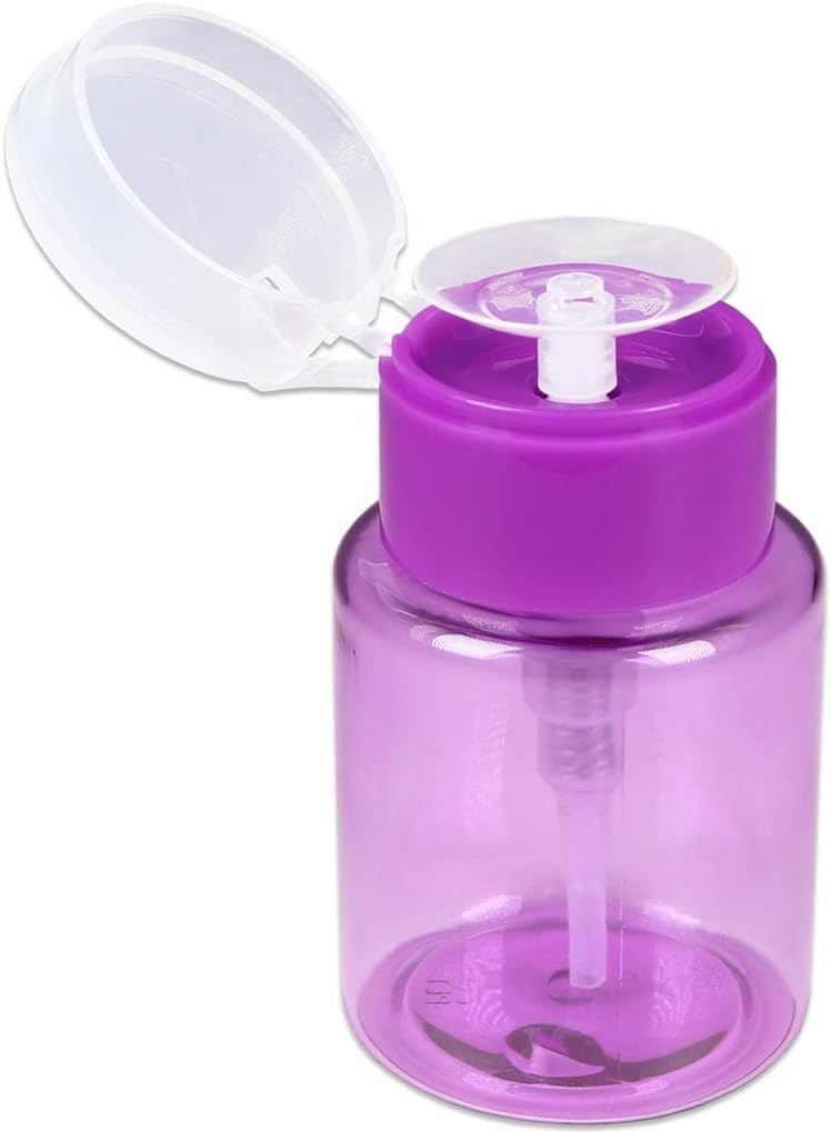 Clear Push Down Pump Dispenser - 3oz Refillable Empty Bottle | Lockable Travel Cosmetic Packaging for Nail Polish