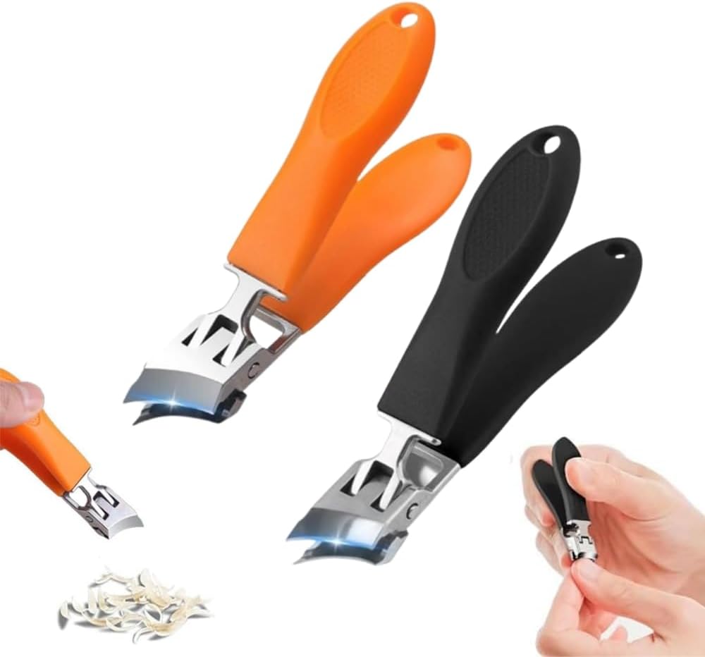 Anti-Splash Slanted Nail Clipper - Wide Jaw Opening for Thick & Ingrown Nails | Household Use (Orange)