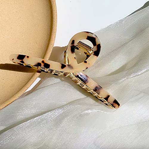 Large Butterfly Hair Claw Clips for Women & Girls - Light Leopard, 4.7" FAELBATY