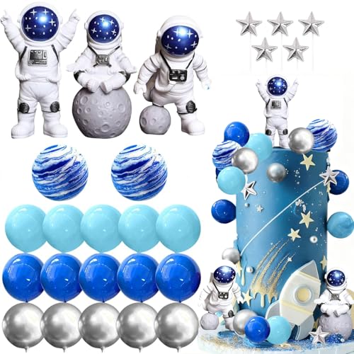 Astronaut Space Cake Toppers for Birthday Party Decorations
