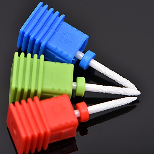 Ceramic Nail Drill Bits Set Small Flame Top Coarse Medium Fine for Manicure & Nail Art