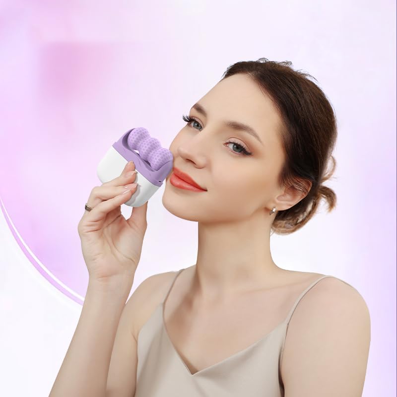 WAZXIQN Purple Ice Face & Eye Roller 2-in-1 Cooling Skin Massage Tool