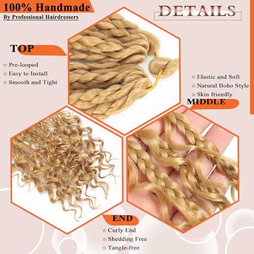 Flagship Goddess Box Braids Crochet Hair - 12 Inch Boho Curly Ends (4 Packs)