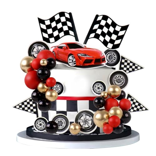 Ercadio 42Pcs Race Car Cake Toppers & Cupcake Decorations