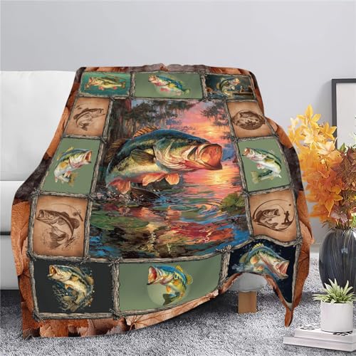 Fuzawet Soft Fleece Fish Throw Blanket - Cozy & Warm 40"x50"