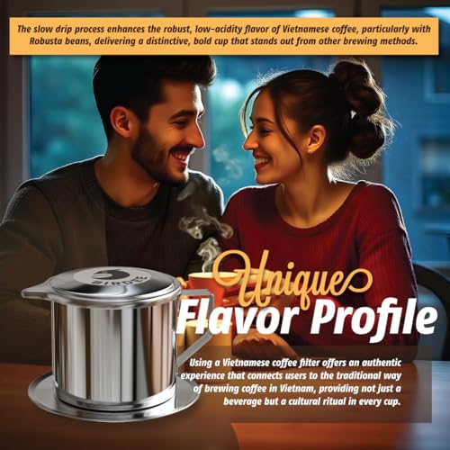 Birdee Stainless Steel Vietnamese Coffee Dripper - 8 oz Phin Filter for Rich Brew