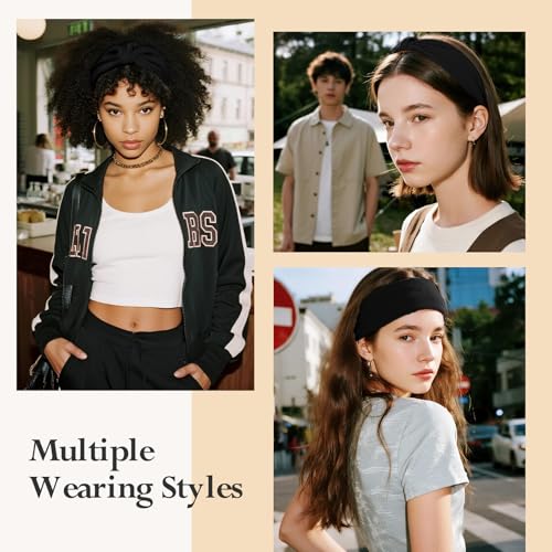 Wide Elastic Headbands for Women - 6-Pack Non-Slip Soft Hair Bands