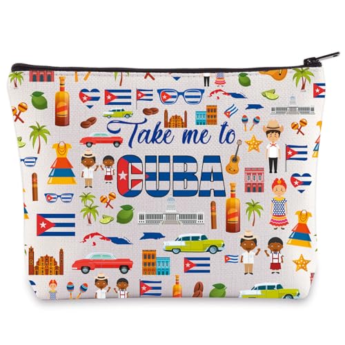 Cuba Travel Makeup Bag - Waterproof Zipper Pouch (To Cuba Variant)