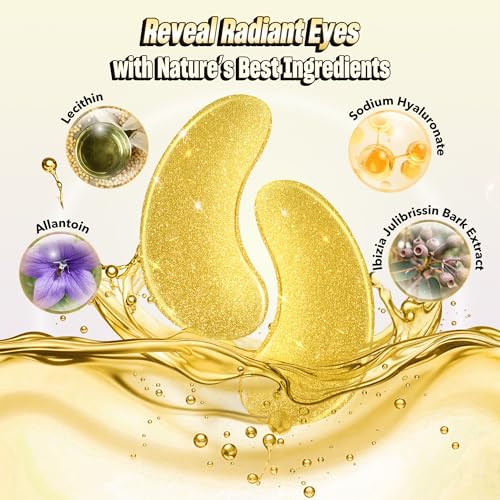 NAZANO 102 Pcs 24K Gold Under Eye Patches - Hydrating Eye Masks for Dark Circles