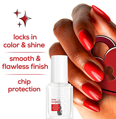 essie Stay Longer Top Coat - 8-Free Vegan Longwear Nail Polish, 0.46 fl oz