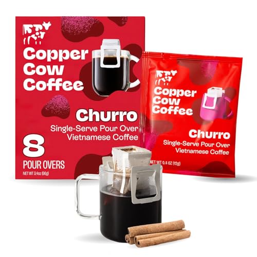 Copper Cow Coffee Churro Dark Roast Single-Serve Pour Over (8 Pack)