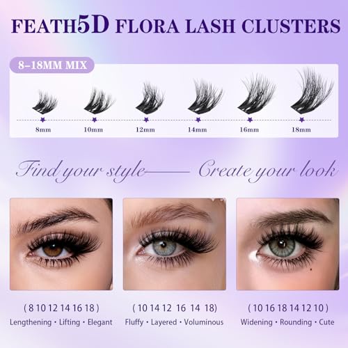 B&Qaugen 5D Fluffy Lash Clusters Kit - Medium Volume Wispy Lashes
