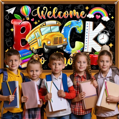 Back to School Banner - School Bus Welcome Decoration (6 x 3.6 ft)