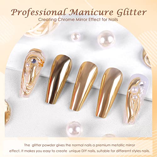 Laza Gold Chrome Nail Powder - Mirror Effect Metallic Glitter